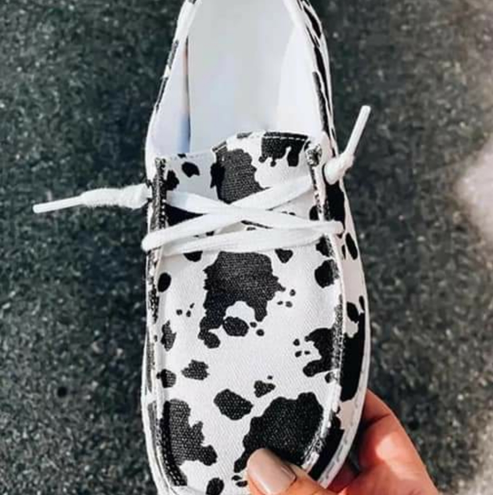 Women's Canvas Cow Print Shoes